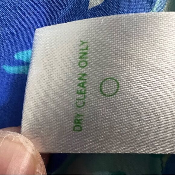 Lilly Pulitzer Elsa Leaf Tropical Silk Blouse Blue Green Tunic Shirt Top Size XS - Picture 9 of 9